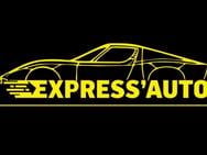 Yellow Express Auto logo featuring a stylized car silhouette on black background